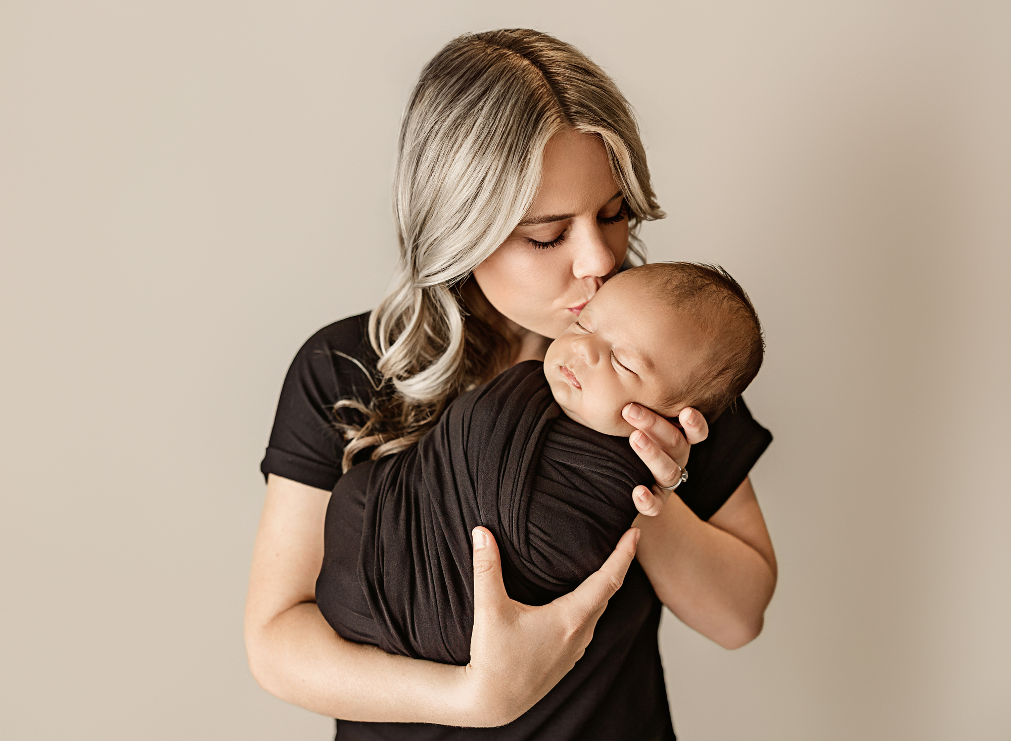 mother and son newborn photo session