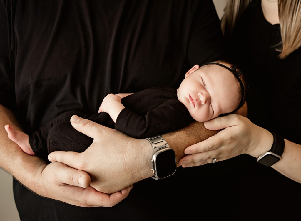 Lifestyle newborn session in Sacramento studio