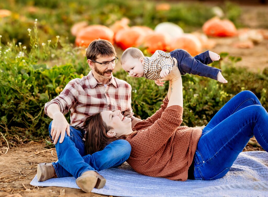 Fall Family Portrait Session at bishops pumpkin farm