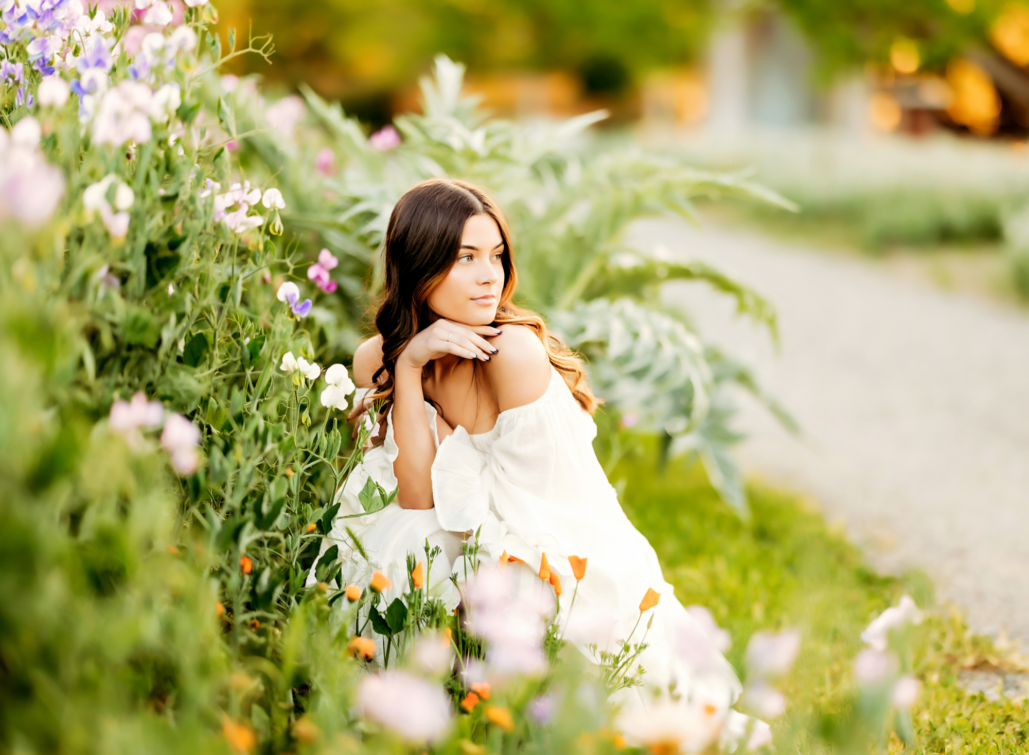 flower field senior photos